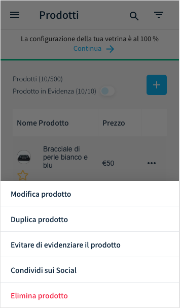 nuova funzionalità duplica prodotto