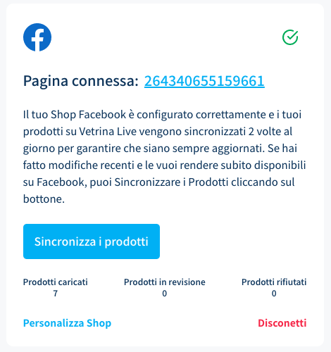 catalogo prodotti creato correttamente